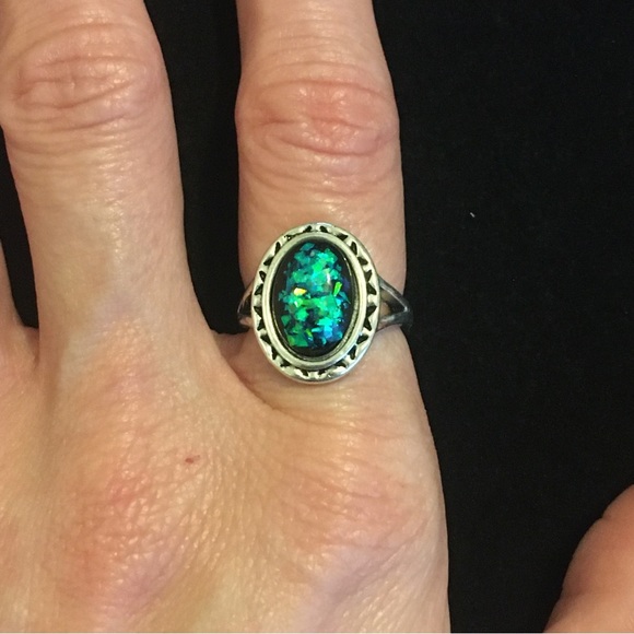 Mystical Green and Blue Sparkle Ring - Picture 1 of 6